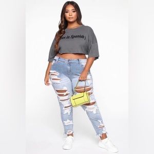 Fashion Nova Ripped Skinny Jeans Size 14 Plus